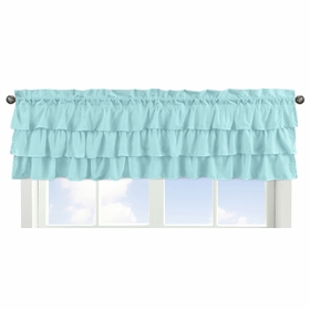 Feather Turquoise and Coral Collection Tiered Window Valance