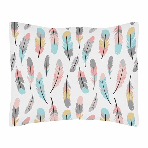 Feather Turquoise and Coral Toddler Bedding Collection - alt image 1