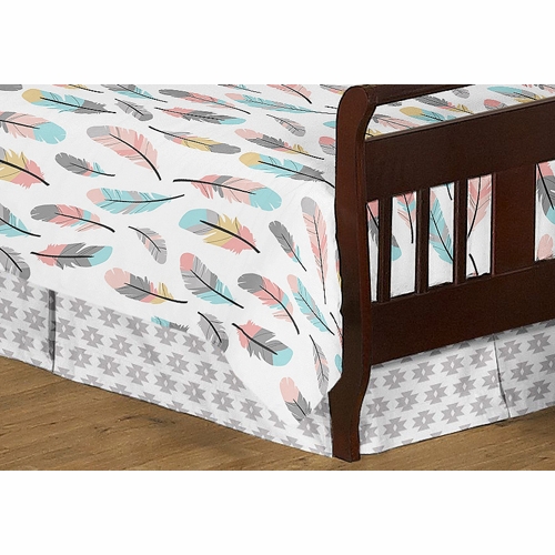 Feather Turquoise and Coral Toddler Bedding Collection - alt image 3