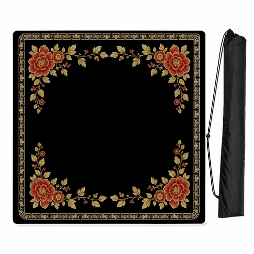 Floral Golden Pearl Collection Mahjong Mat for Table - Shipped Rolled