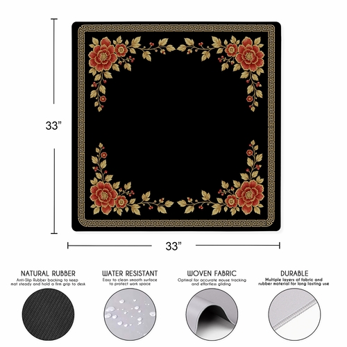 Floral Golden Pearl Collection Mahjong Mat for Table - Shipped Rolled - alt image 2