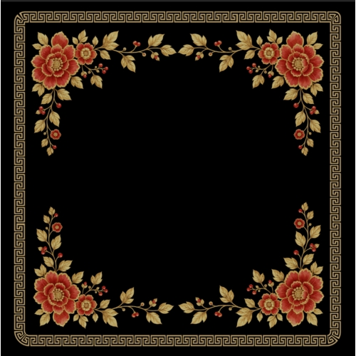 Floral Golden Pearl Collection Mahjong Mat for Table - Shipped Rolled