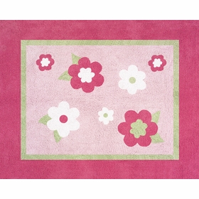 Flower Pink and Green Accent Floor Rug