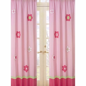 Flower Pink and Green Window Panels - Set of 2