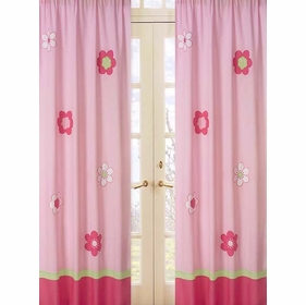 Flower Pink and Green Window Panels - Set of 2