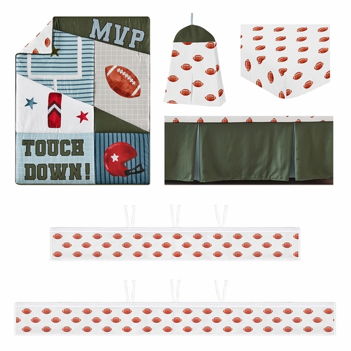 Football Collection Sweet Jojo Designs 6 Piece Crib Bedding + BreathableBaby Breathable Mesh Liner - alt image 1