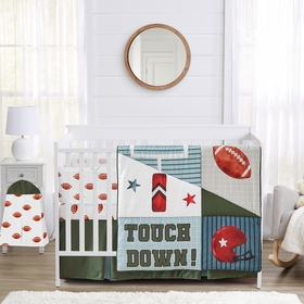 Football Collection Sweet Jojo Designs 6 Piece Crib Bedding + BreathableBaby Breathable Mesh Liner Pad
