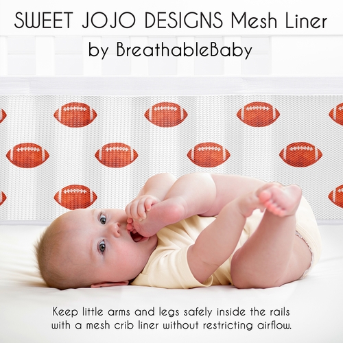 Football Collection Sweet Jojo Designs + BreathableBaby Breathable Mesh Crib Liner Pad - alt image 2