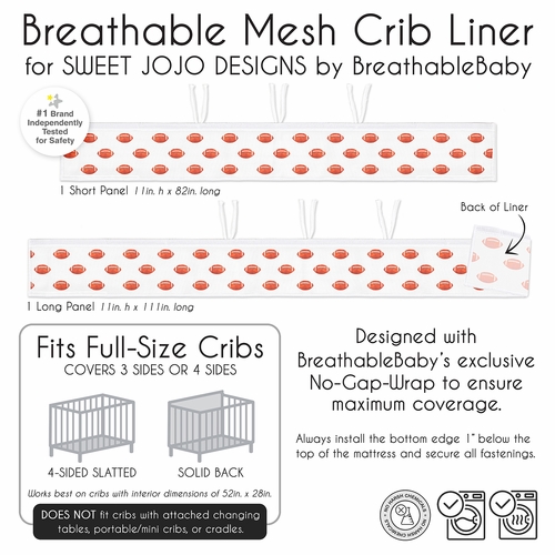 Football Collection Sweet Jojo Designs + BreathableBaby Breathable Mesh Crib Liner Pad - alt image 5