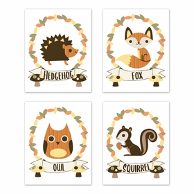 Forest Friends Collection Wall Art Prints - Set of 4