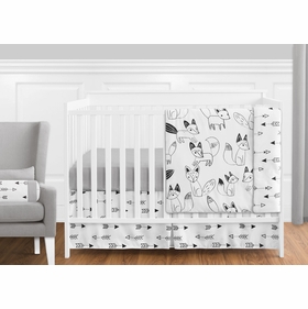 Fox Black and White 11 Piece Bumperless Crib Bedding Collection