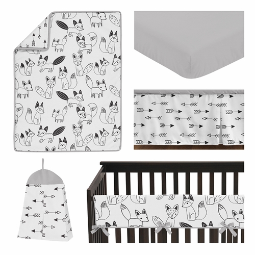 Fox Black and White Collection 5 Piece Crib Bedding - alt image 1