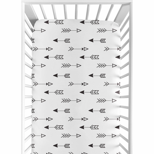 Fox Black and White Collection Arrow Print Crib Sheet