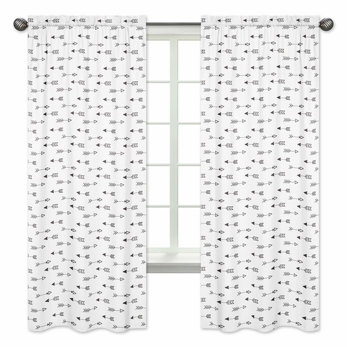 Fox Black and White Collection Arrow Print Window Panels - Set of 2