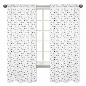 Fox Black and White Collection Arrow Print Window Panels - Set of 2
