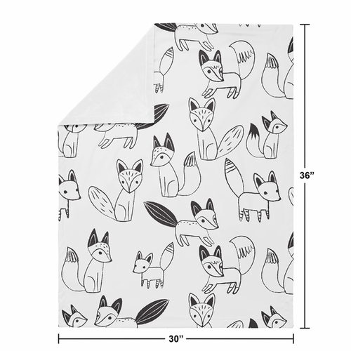 Fox Black and White Collection Baby Blanket - alt image 3