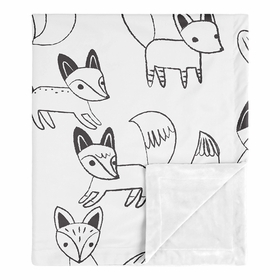 Fox Black and White Collection Baby Blanket