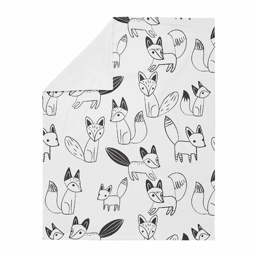 Fox Black and White Collection Baby Blanket - alt image 1