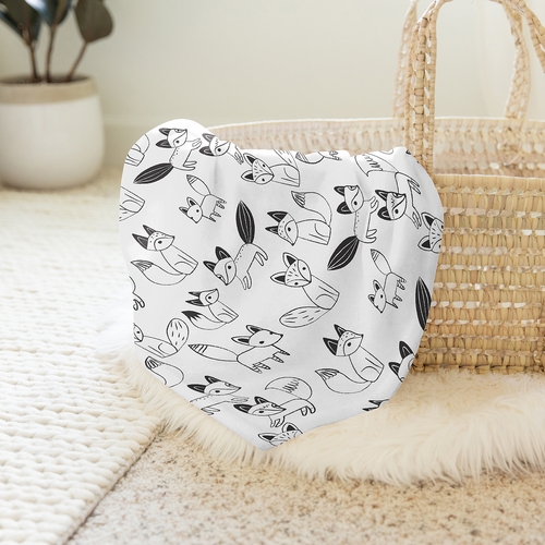 Fox Black and White Collection Baby Swaddle Blanket - alt image 3