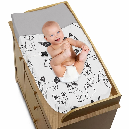 Fox Black and White Collection Changing Pad Cover - alt image 2