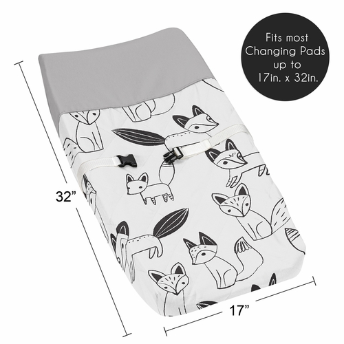 Fox Black and White Collection Changing Pad Cover - alt image 4