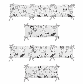 Fox Black and White Collection Crib Bumper Pad