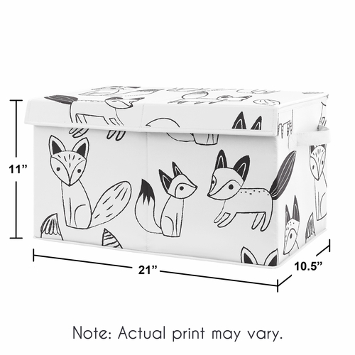 Fox Black and White Collection Fabric Toy Bin Storage - alt image 2