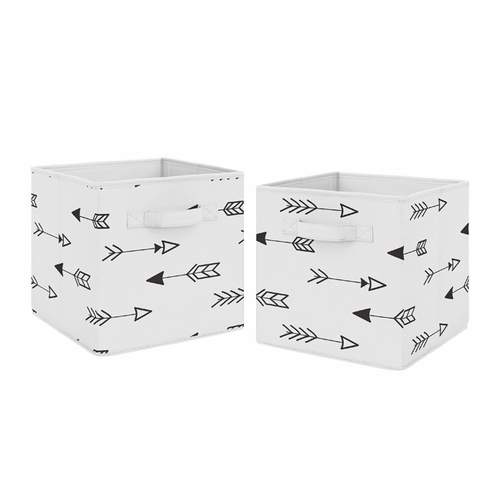 Fox Black and White Collection Foldable Fabric Storage Bins - Set of 2
