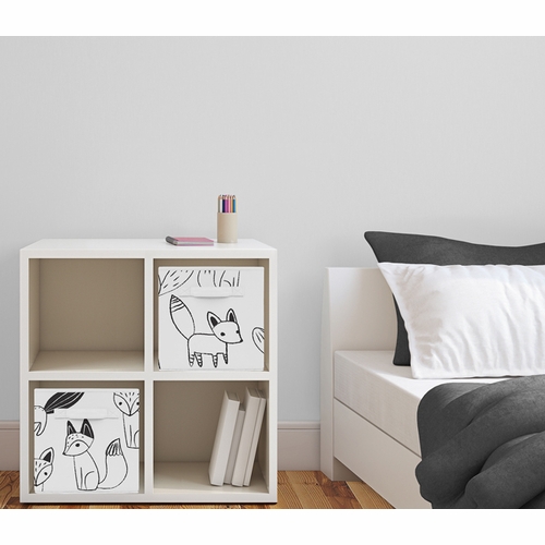 Fox Black and White Collection Foldable Fabric Storage Bins - Set of 2 - alt image 1