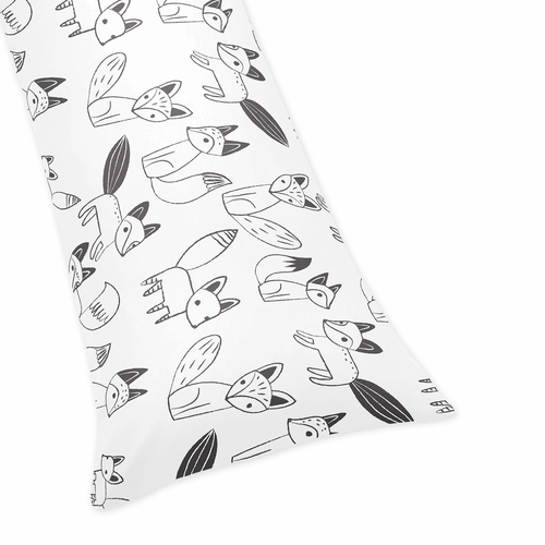 Fox Black and White Collection Full Length Body Pillow Cover