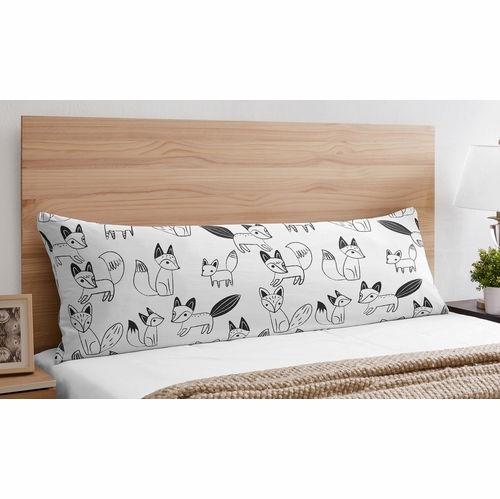 Fox Black and White Collection Full Length Body Pillow Cover - alt image 1