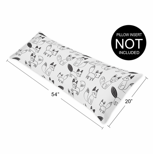 Fox Black and White Collection Full Length Body Pillow Cover - alt image 3