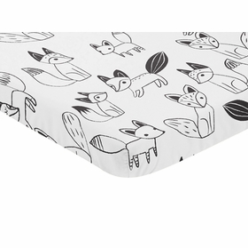 Fox Black and White Collection Mini Crib Sheet