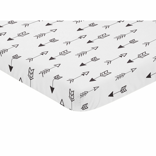 Fox Black and White Collection Mini Crib Sheet - Arrow Print