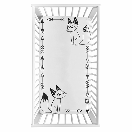 Fox Black and White Collection Photo Op Crib Sheet - alt image 1