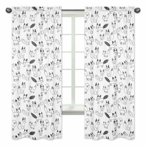 Fox Black and White Collection Window Panels - Set of 2