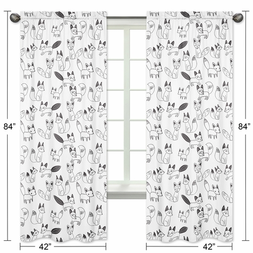 Fox Black and White Collection Window Panels - Set of 2 - alt image 4