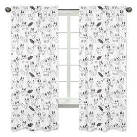 Fox Black and White Collection Window Panels - Set of 2