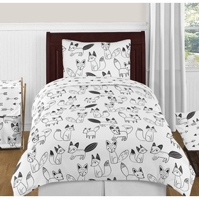 Fox Black and White Twin Bedding Collection