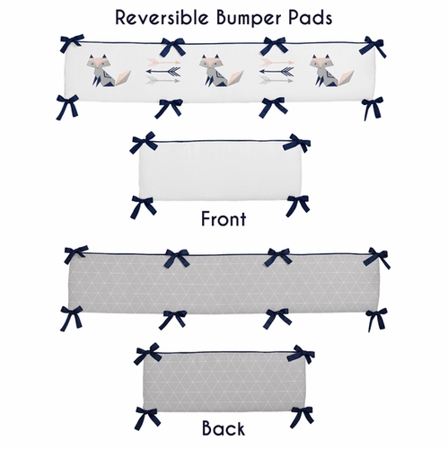 Fox Patch Pink and Navy Collection Crib Bumper Pad - alt image 2