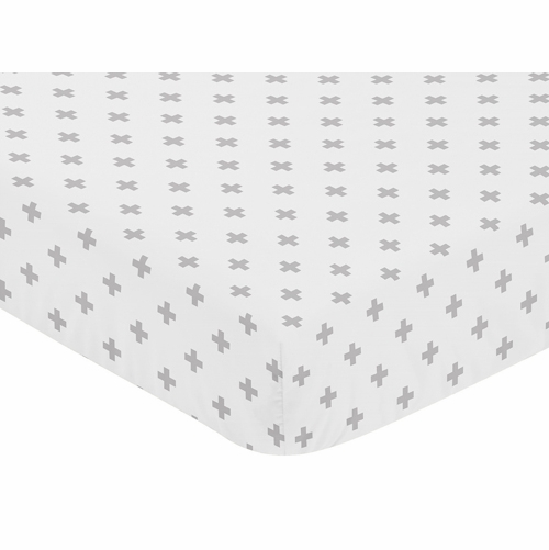 Fox Patch Pink and Navy Collection Crib Sheet - Swiss Cross Print