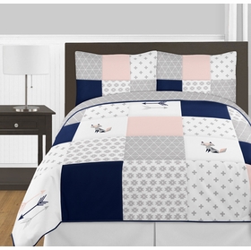 Fox Patch Pink and Navy Full/Queen Bedding Collection