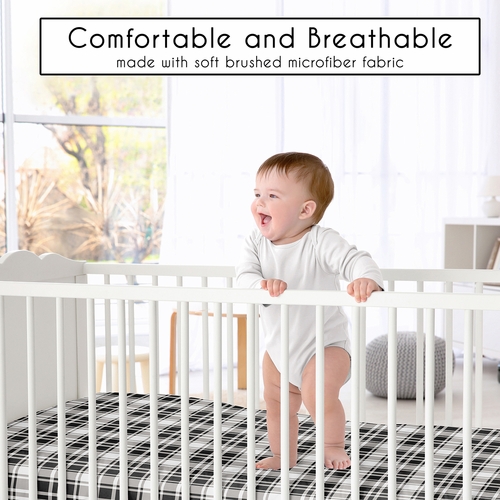 Gingham Black Plaid Collection Crib Sheet - alt image 1