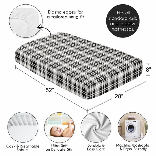 Gingham Black Plaid Collection Crib Sheet - alt image 3
