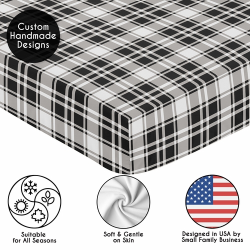 Gingham Black Plaid Collection Crib Sheet - alt image 4