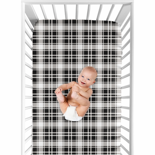 Gingham Black Plaid Collection Crib Sheet - alt image 5
