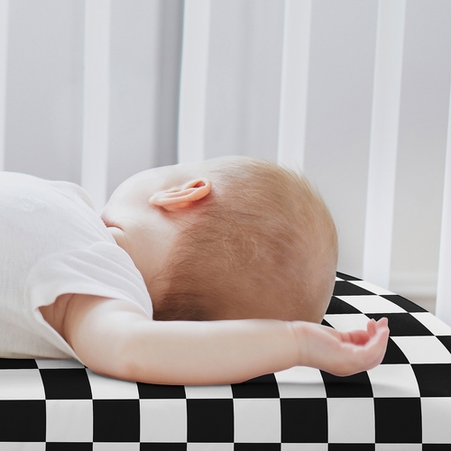 Gingham Checkered Plaid Collection 2 Pack Baby Bassinet Fitted Sheets - Black and White - alt image 2