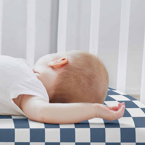 Gingham Checkered Plaid Collection 2 Pack Baby Bassinet Fitted Sheets - Blue and White - alt image 2