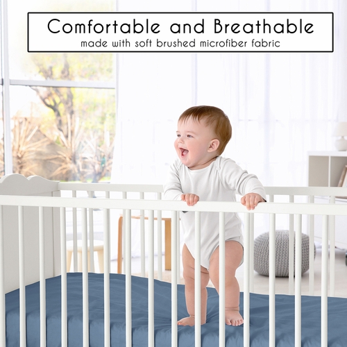 Gingham Checkered Plaid Collection 2 Pack Crib Sheets - Blue and White - alt image 5