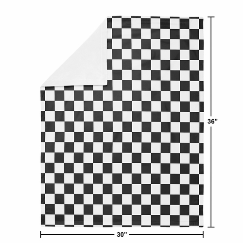 Gingham Checkered Plaid Collection Baby Blanket - Black and White - alt image 3